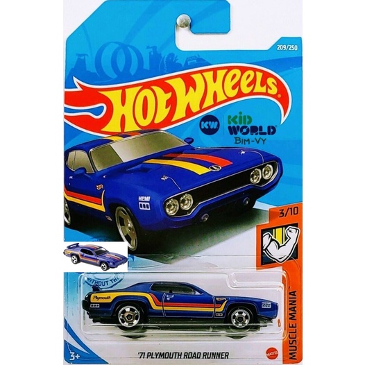 Xe mô hình Hot Wheels basic '71 Plymouth Road Runner GTB42.