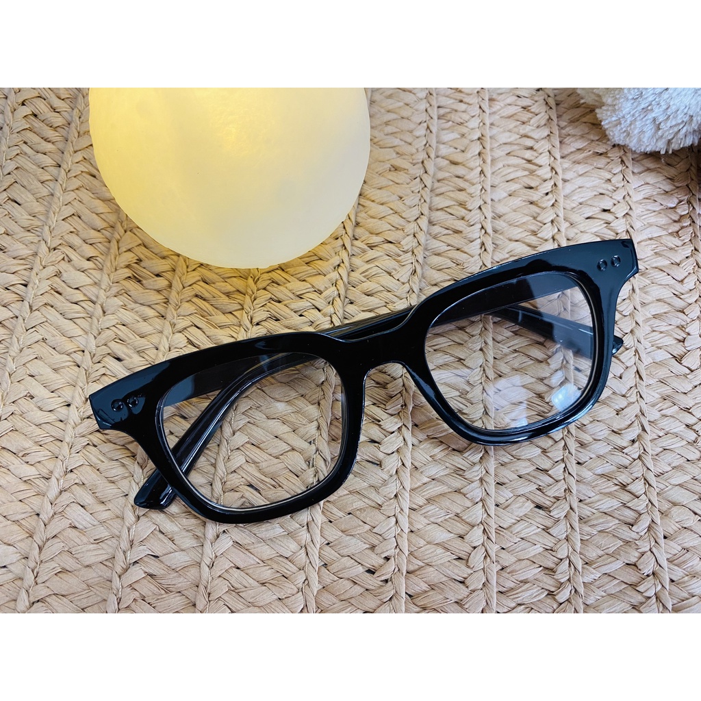 Kính giả cận gọng vuông đen unisex k110