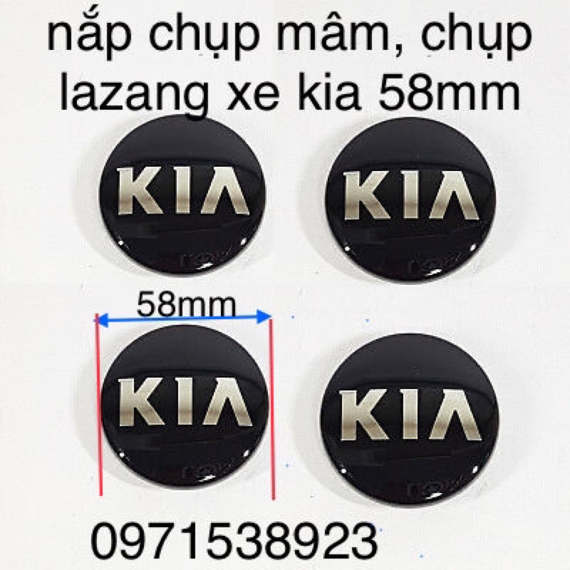 Logo chụp mâm, lazang bánh xe ô tô KIA Kích thước 58MM giá 1 cái