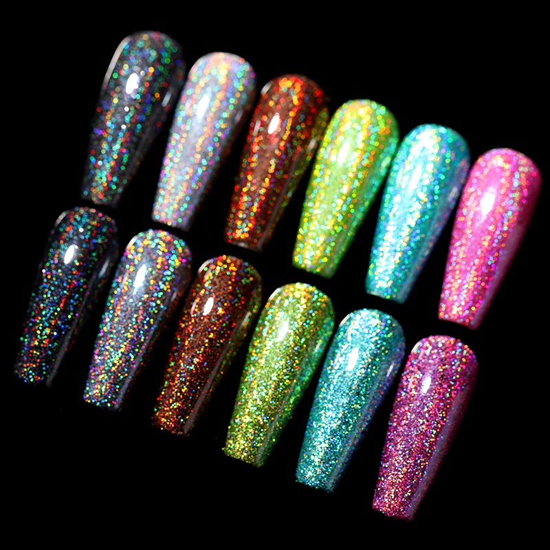 BORN PRETTY Nail Glitter Powder Sequins Holographic Powder Shiny Nail Glitters Bụi trang trí