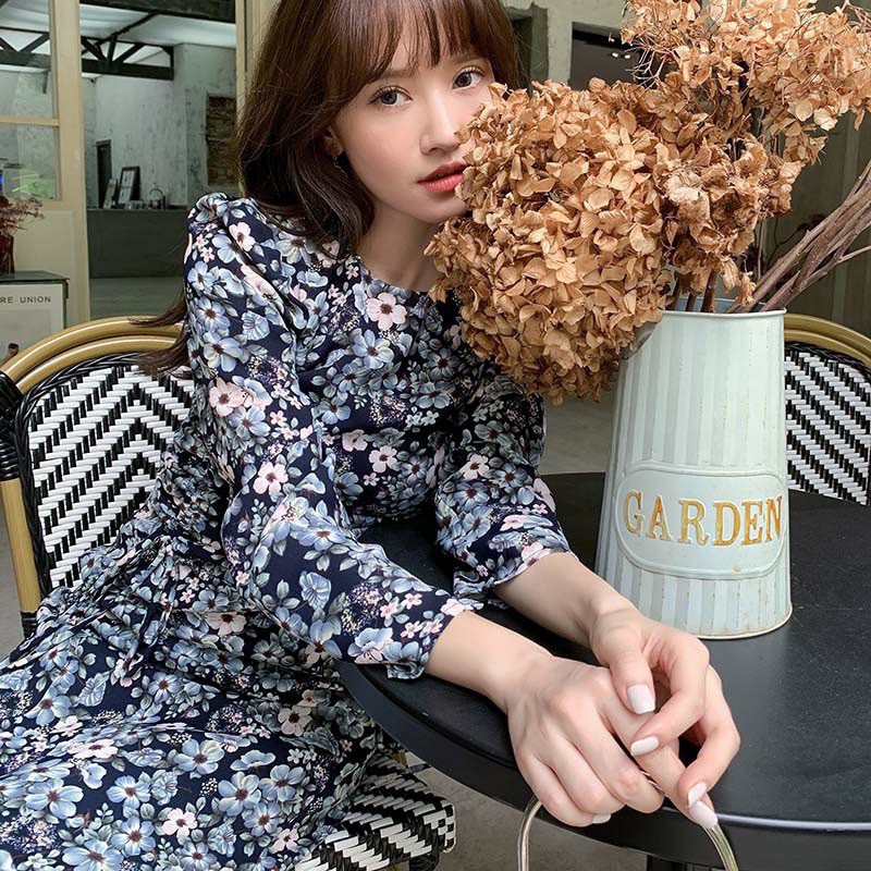 VÁY MAXI HOA XANH DÀI TAY TIỂU THƯ | BigBuy360 - bigbuy360.vn