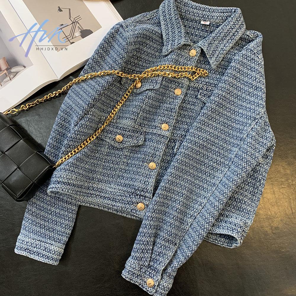 Áo Khoác Denim Dáng Rộng Màu Sắc Tương Phản Thời Trang Mùa Xuân Dành Cho Nữ