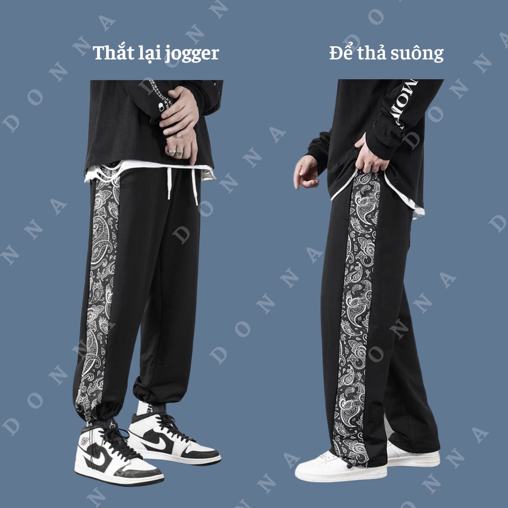 Quần Jogger họa tiết Paisley Badana ống rộng,vải thun cotton 4 chiều nam nữ DONNA OFFICIAL