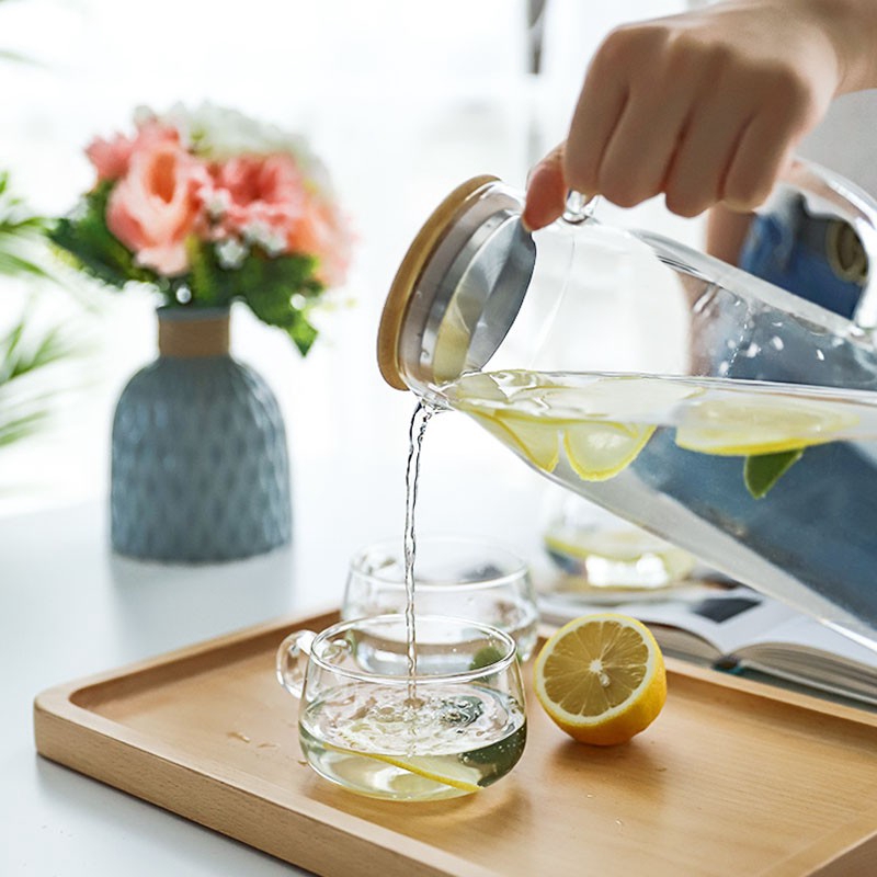Bình thủy tinh SWEEJAR đựng nước uống dung tích lớn 1200ml có nắp đậy tiện lợi