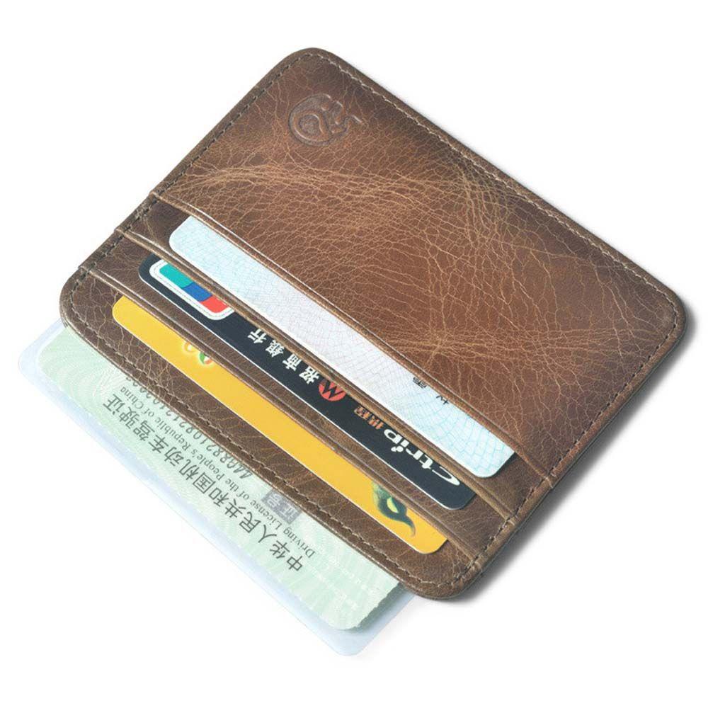 Ví Da PU Siêu Mỏng Đựng Tiền / Thẻ Tín Dụng / Danh Thiếp Mini Kiểu Retro Giá Đỡ