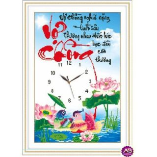 Tranh đính đá Đồng Hồ Vợ Chồng Df170 (45*67) chưa đính