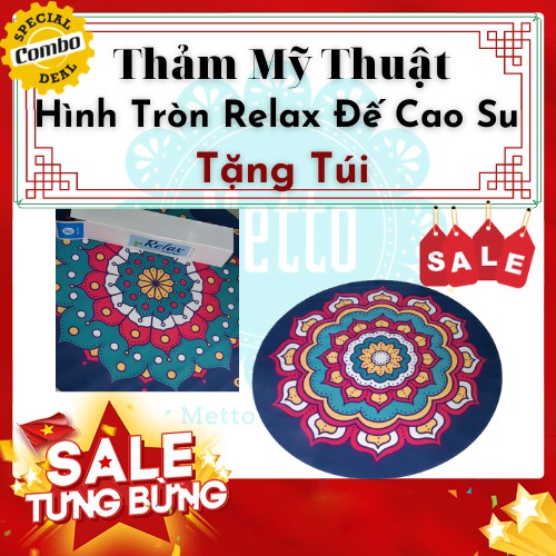 Thảm thiền RELAX, thảm yoga mỹ thuận hình tròn đế cao su 5mm tặng kèm túi