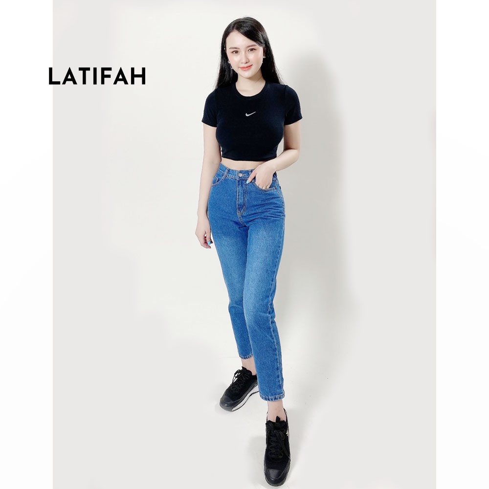 Quần baggy jean nữ Latifah ống nhỏ trơn lai thường QD022 phong cách hàn quốc trẻ trung