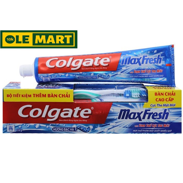 Kem đánh răng Colgate Maxfresh hương bạc hà 230g/hộp tặng bàn chải đánh răng Colgate Triple Action