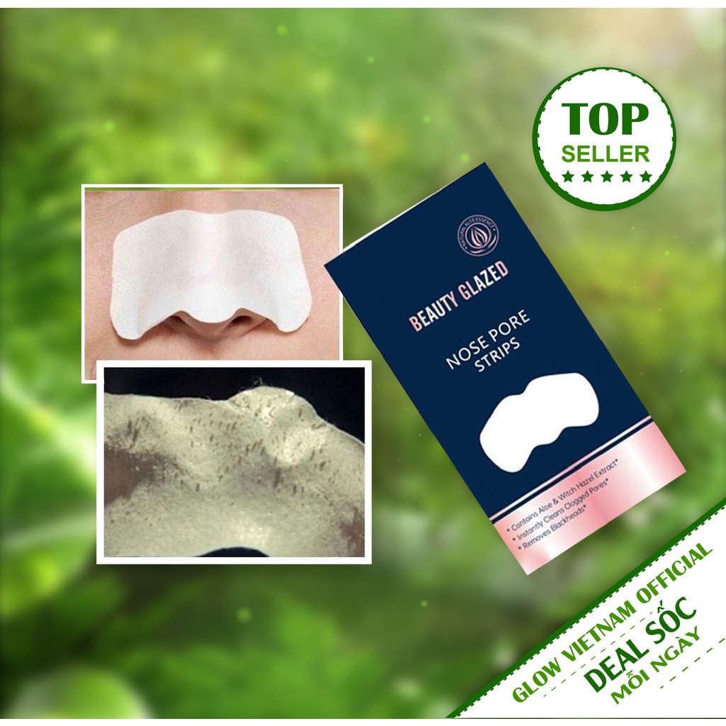 Miếng dán mũi lột mụn đầu đen làm sạch bụi bẩn dầu nhờn chất lượng cao Beauty Glazed - Glow VN
