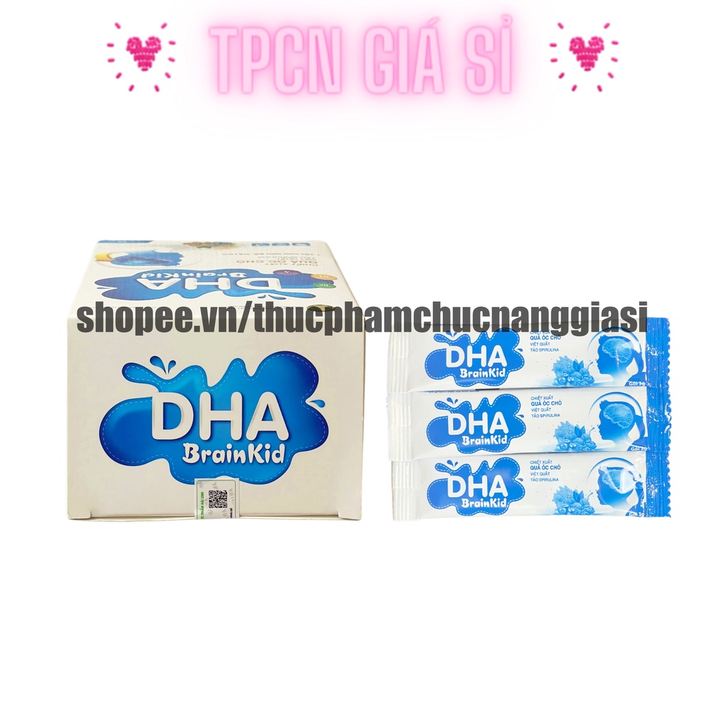 Cốm bổ não cho bé Brain KID bổ sung dha, óc chó, việt quất giúp trẻ sáng mắt, thông minh - Hộp 20 gói