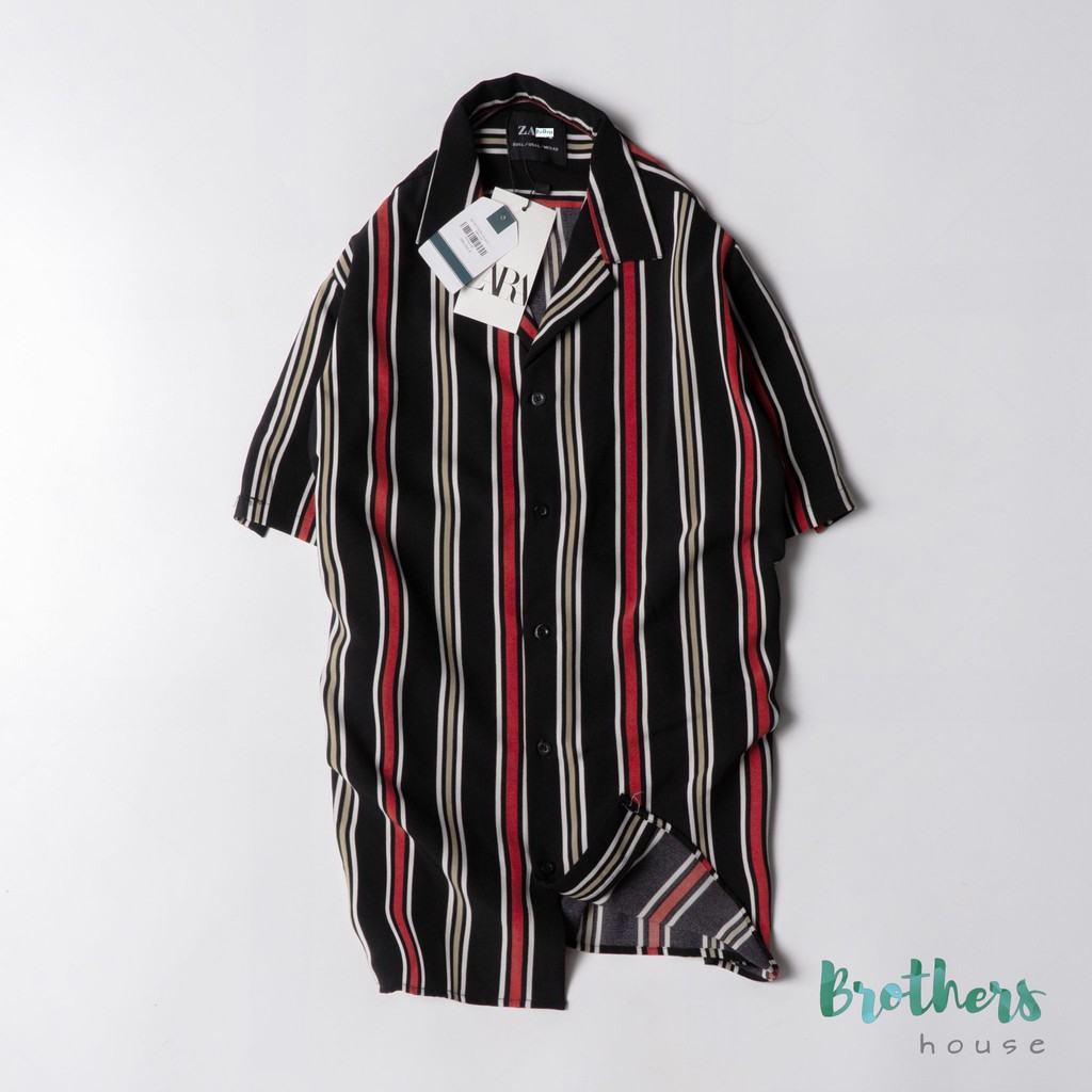 |Cao cấp| Áo sơ mi nam tay ngắn kẻ sọc zara vải lụa, mặc chống nhăn bao mát