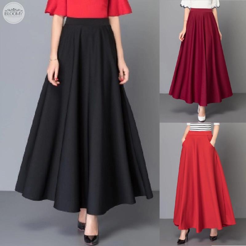 Chân Váy Maxi Dáng Chữ A Màu Trơn Lưng Cao Có Túi Phong Cách Cổ Điển Thời Trang Mùa Hè Cho Nữ | BigBuy360 - bigbuy360.vn