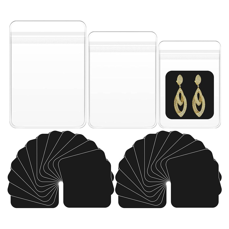 Set 120 Túi Nhựa Trong Suốt Đựng Trang Sức Chống Oxy Hóa Màu Đen