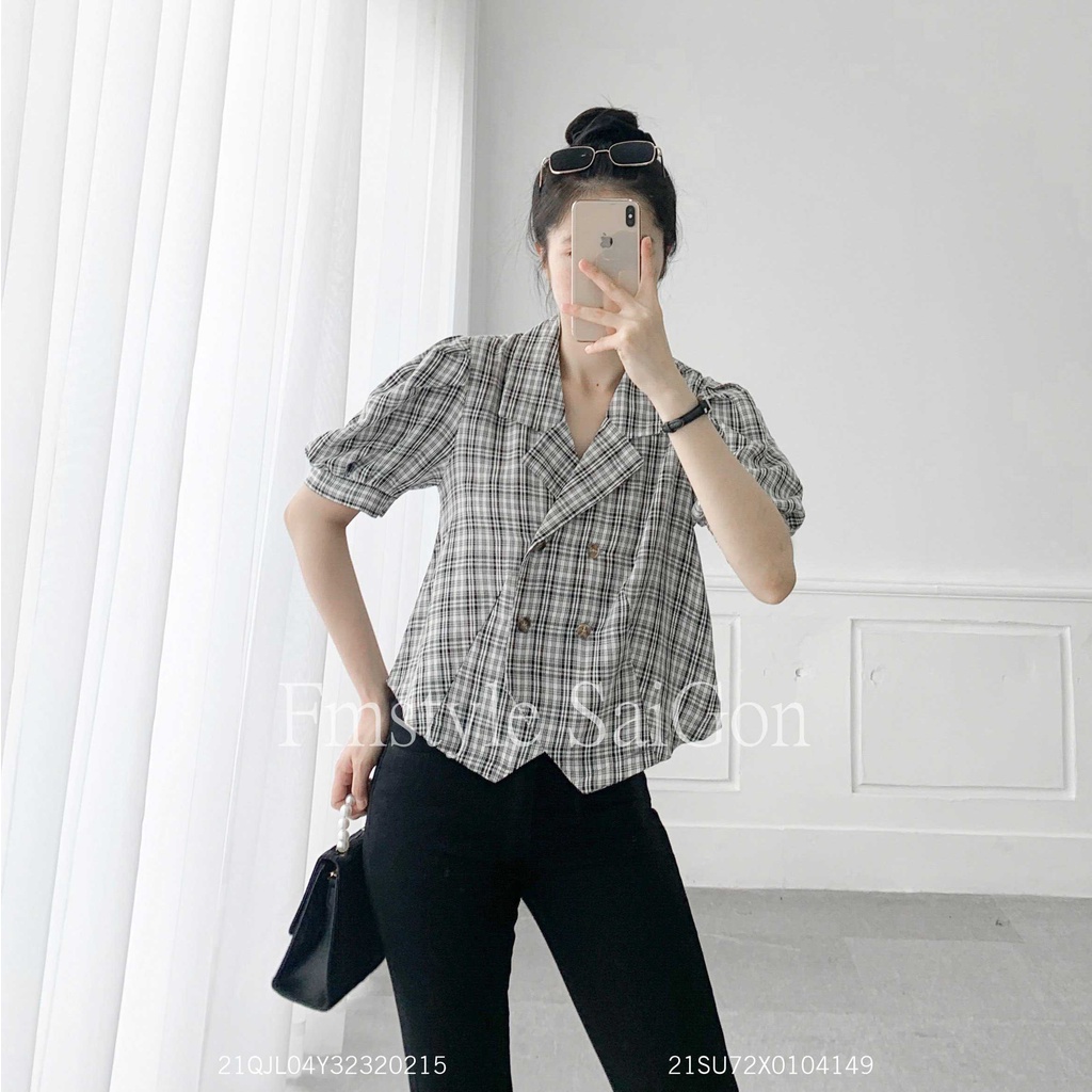 Áo sơ mi tay phồng cổ vest 4 nút vạt kiểu ulzzang thời trang nữ Fmstyle Saigon 21SU072X0104 | BigBuy360 - bigbuy360.vn