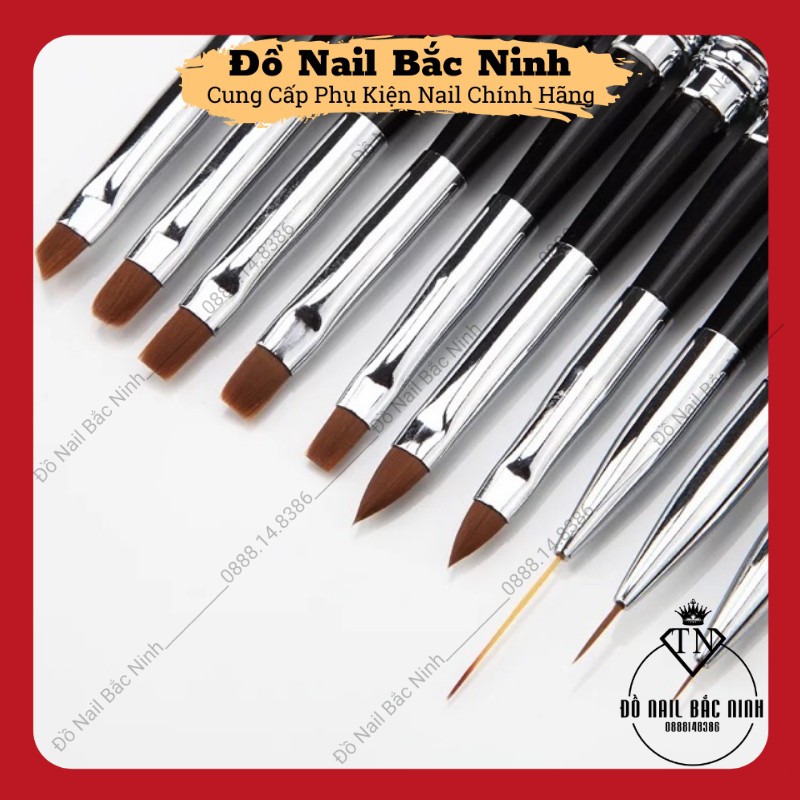 Bộ Cọ Vẽ Nail 10 Cây Cán Nhôm Cao Cấp Đầy Đủ Cọ Hoa Cúc, Cọ Nét, Cọ Bản , Cọ Màu Nước