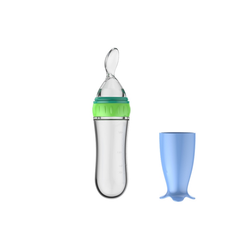 Bình Sữa Có Muỗng Đầu Silicon Mềm 90ml Cho Bé