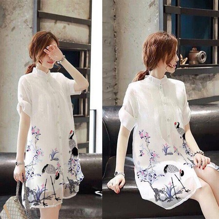 Xinh Hơn Với Set Đầm Sơ Mi In Hạc Yami - LV1486M4K11