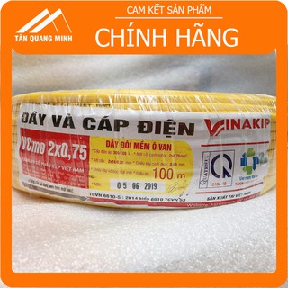 Dây đôi VCMO ( 2 Lớp Vỏ Bảo Vệ) 2x0.75 Vinakip 100% Đồng nguyên chất Dây Dẹp ( dây dẹt) VCMO