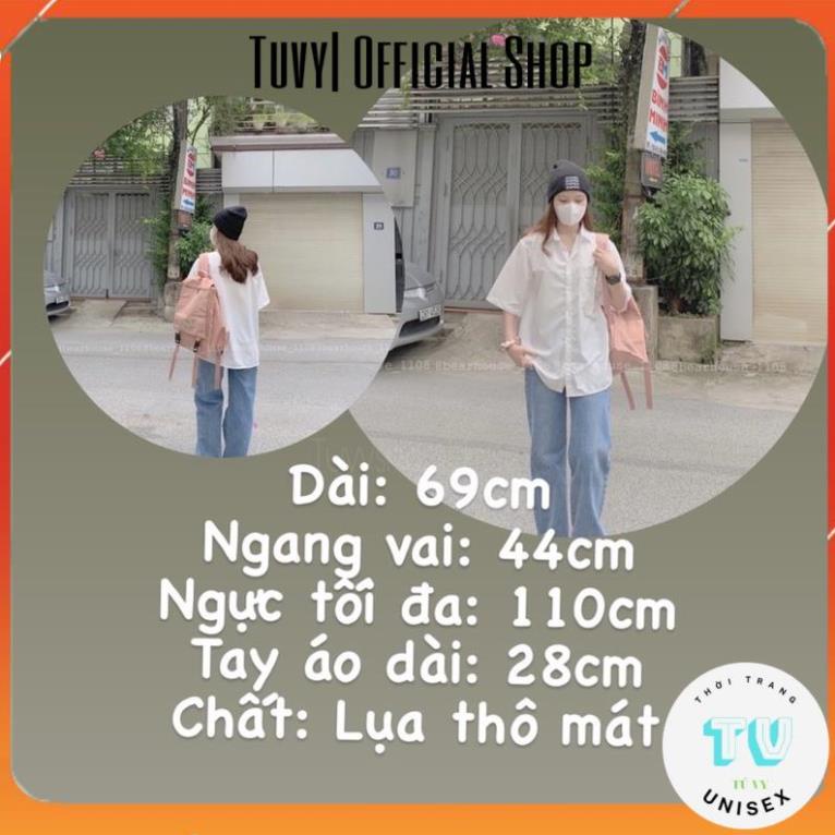 Áo sơ mi nữ TUVYCHUYENSI áo sơ mi tay lỡ trắng đi học vải thô lụa mềm mát form rộng