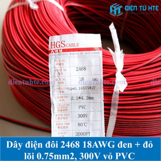 Dây điện đôi 2468 18AWG 2 màu đỏ - đen lõi 0.75mm2 vỏ PVC (1 mét) [HTE Quy Nhơn CN2]