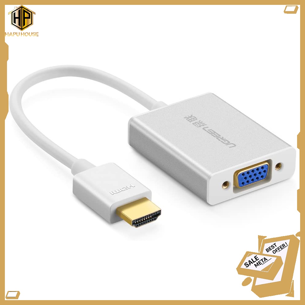 Cáp chuyển đổi HDMI sang VGA Ugreen 40212 có Audio màu trắng chính hãng - Hapuhouse