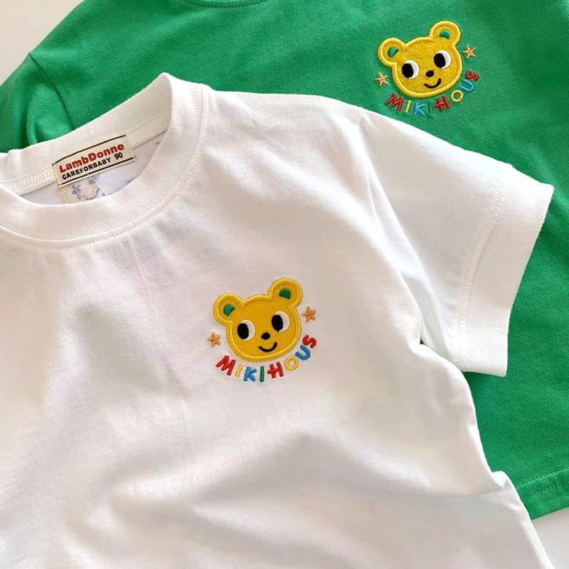 Áo Thun Cotton Tay Ngắn Thêu Họa Tiết Hoạt Hình Dễ Thương Cho Bé Trai