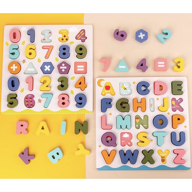Bộ đồ chơi bảng gỗ chữ và số cao cấp dành cho bé