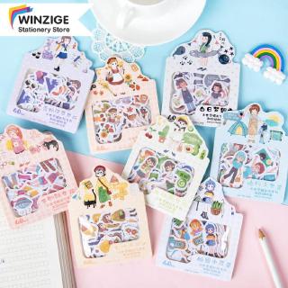 Set 40 miếng dán trang trí sổ lưu niệm hình cô gái hoạt hình dễ thương