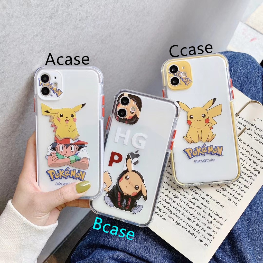 Ốp điện thoại nhựa mềm in hình Pikachu Pokemon cho iPhone12 mini 11 PRO MAX 6/6s 7/8plus SE2 X/XS XR XSMAX #1571