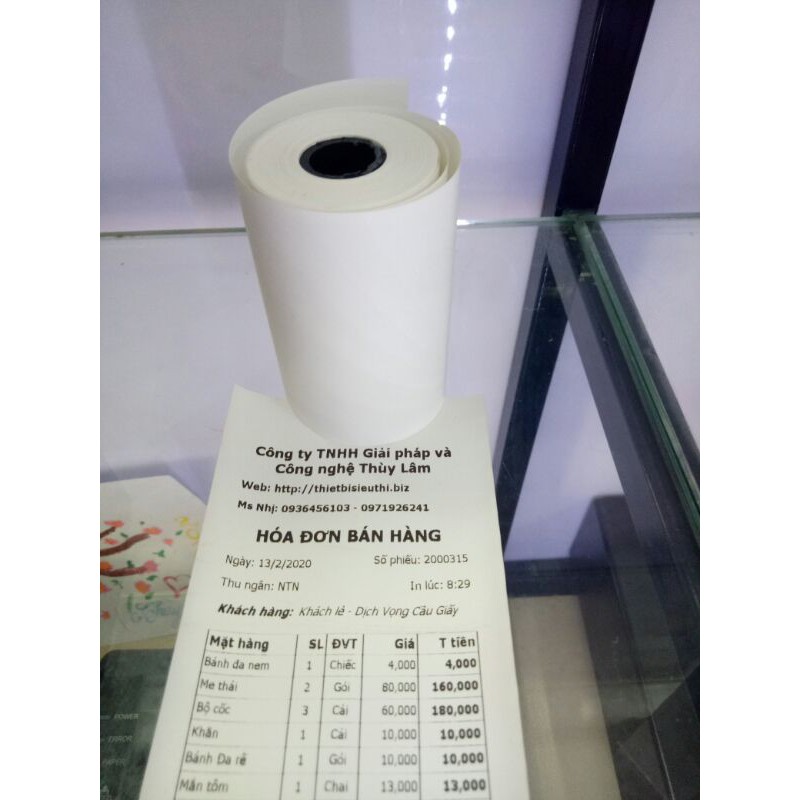 Giấy in hóa đơn nhiệt K80*45mm, Giấy in bill k80 dùng cho máy in hóa đơn nhiệt khổ K80