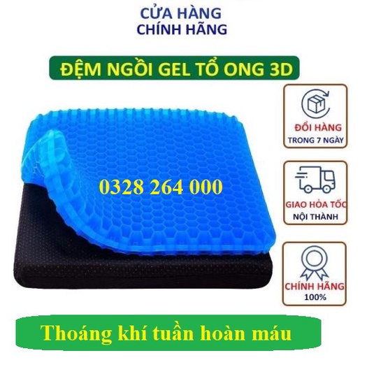 Đệm Ngồi 3D 2 Lớp Thoáng Khí - Đệm Gel Tổ Ong Đàn Hồi Lót Ghế - Chống Đau Mỏi Lưng