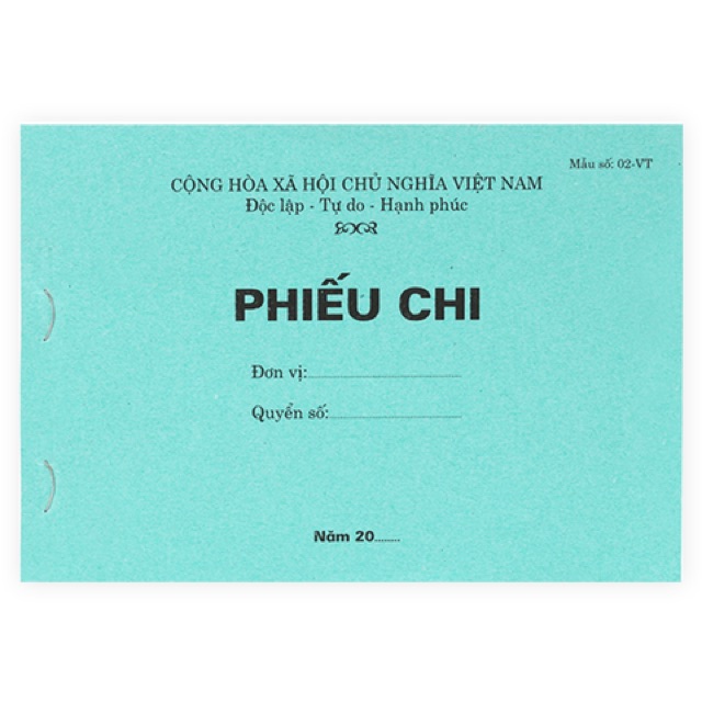 Tập 10 quyển phiếu chi 1 liên giấy thường