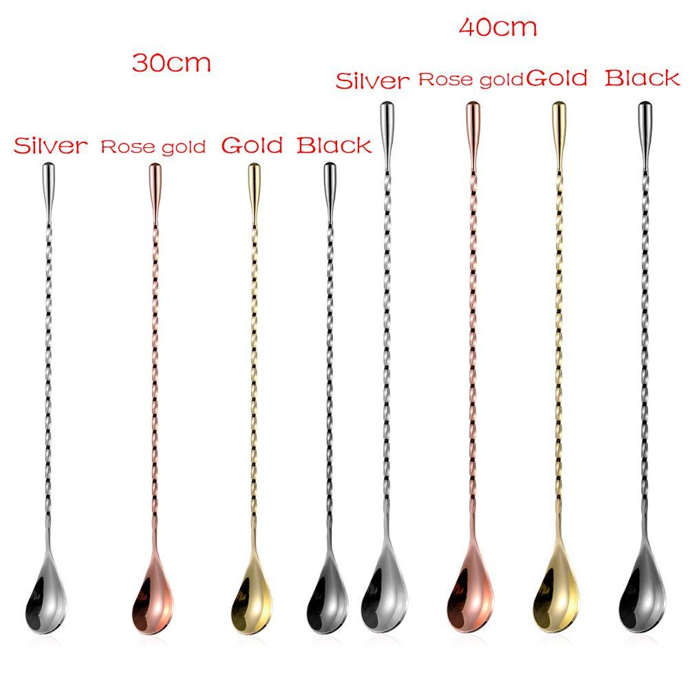 Muỗng khuấy thức uống cocktail bằng thép không gỉ thân thiện với môi trường thiết kế dạng xoắn