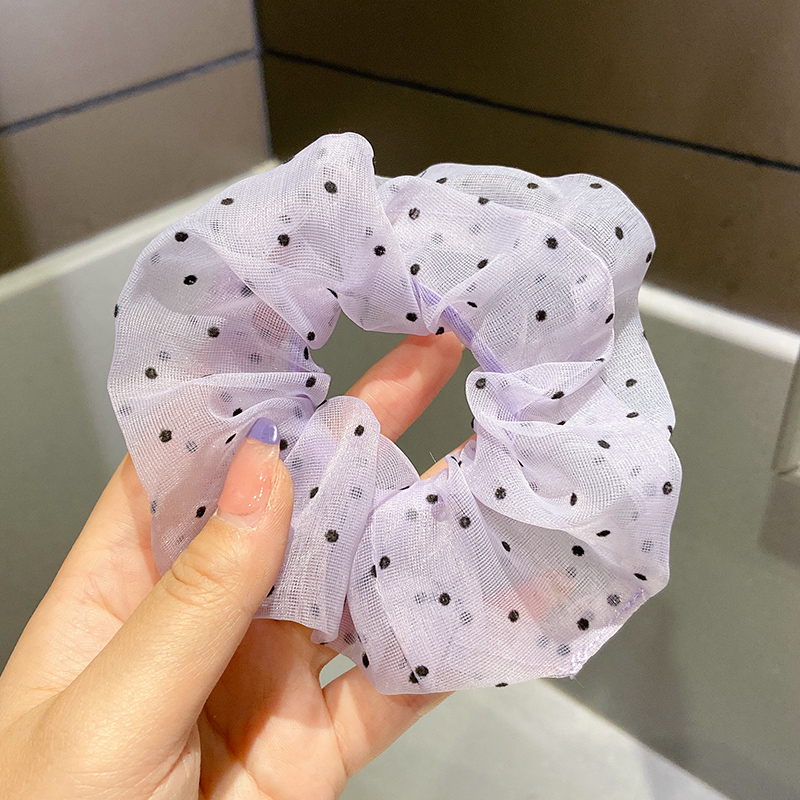 Dây Buộc Tóc Màu Tím Thiết Kế Họa Tiết Hoa Đơn Giản Phong Cách Vintage Pháp