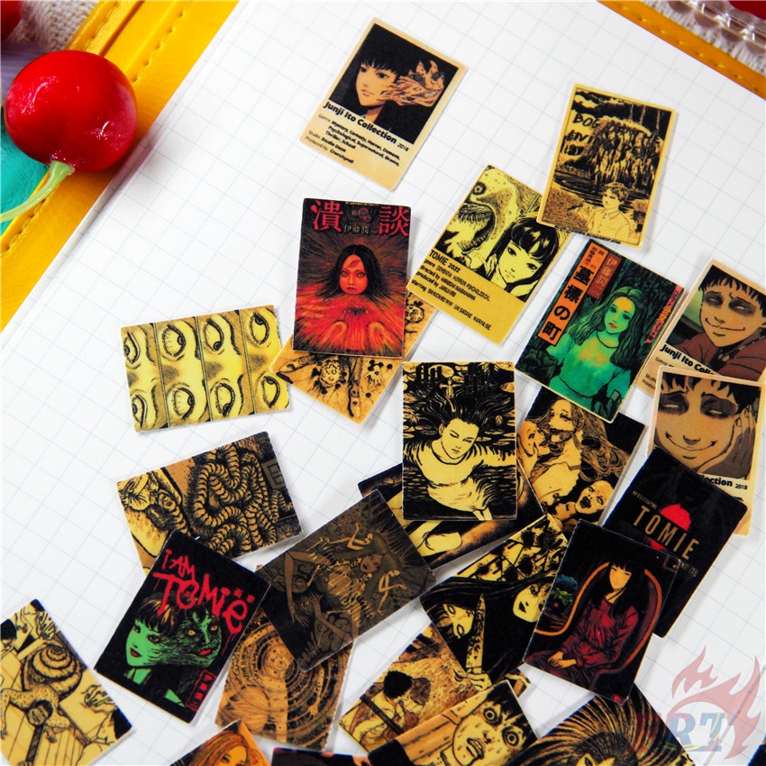 ★★★ Miếng Dán Trang Trí Nhật Ký Mini Hình Kinh Dị Q-1 Phong Cách Retro ★★★ 48 Miếng Dán Decal Trang Trí Album DIY
