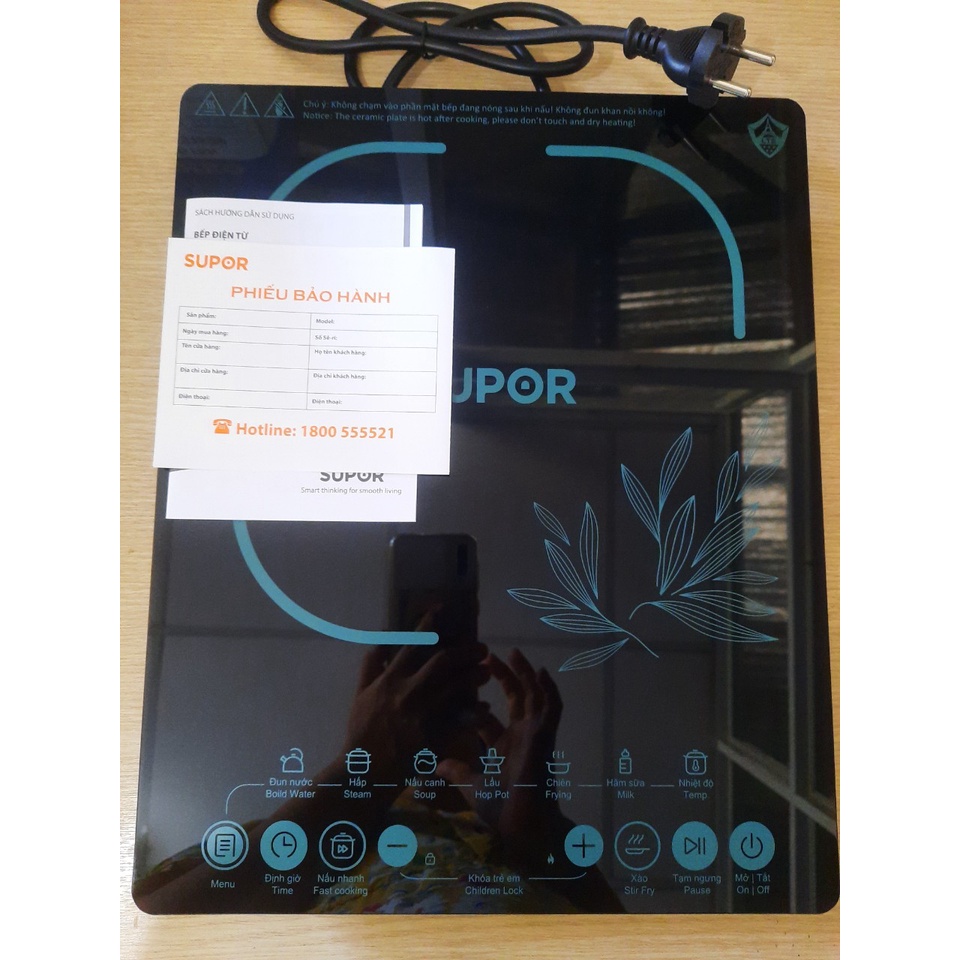 Bếp điện từ cảm ứng mặt sứ pha lê Supor SDHCB11TVN 09 chức năng bảo hành 12 tháng chính hãng
