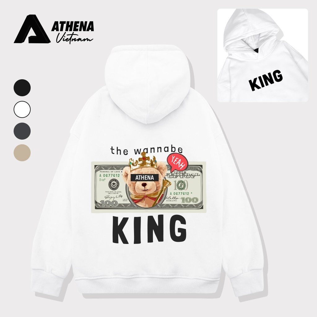 Áo Hoodie Jacket Bomber King Bear Athena