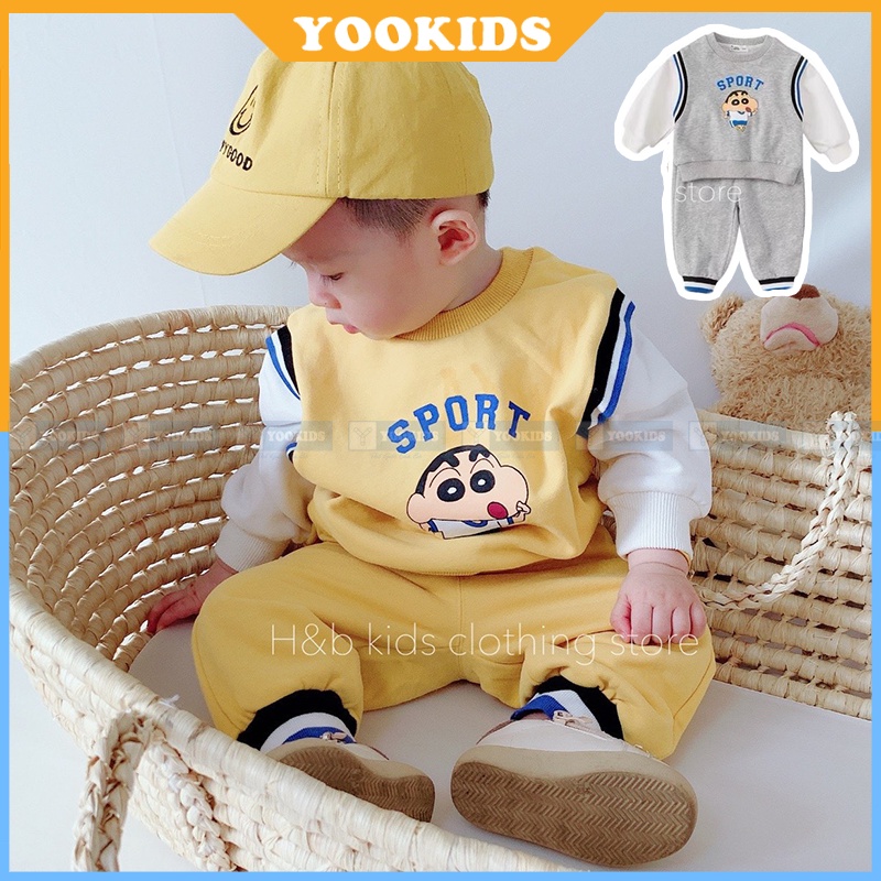 Quần áo thu đông cho bé trai  YOOKIDS họa tiết shin bút chì chất da cá mềm mịn giữ ấm tốt cho bé 1 2 3 4 tuổi