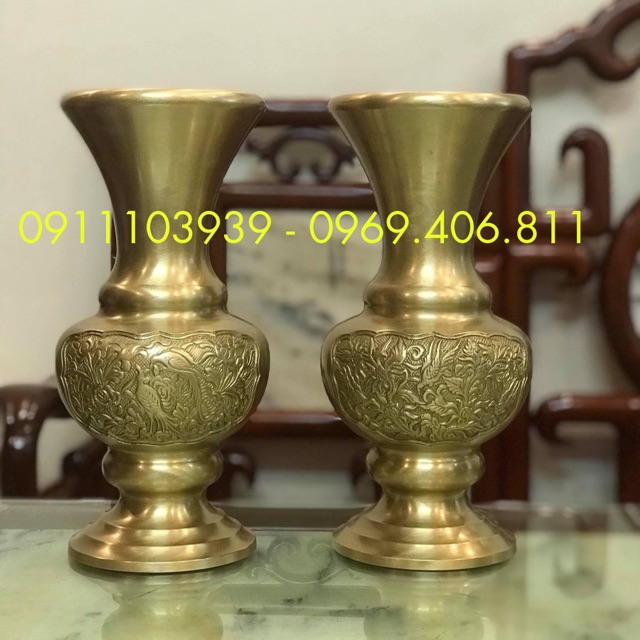 Lọ Hoa Đồng Vàng Cattut mộc