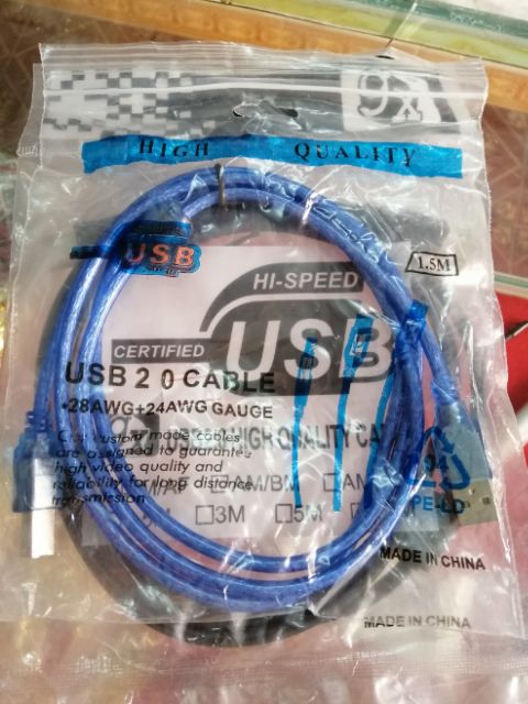 Dây cáp USB nối cổng máy in 1.5m màu xanh, màu đen