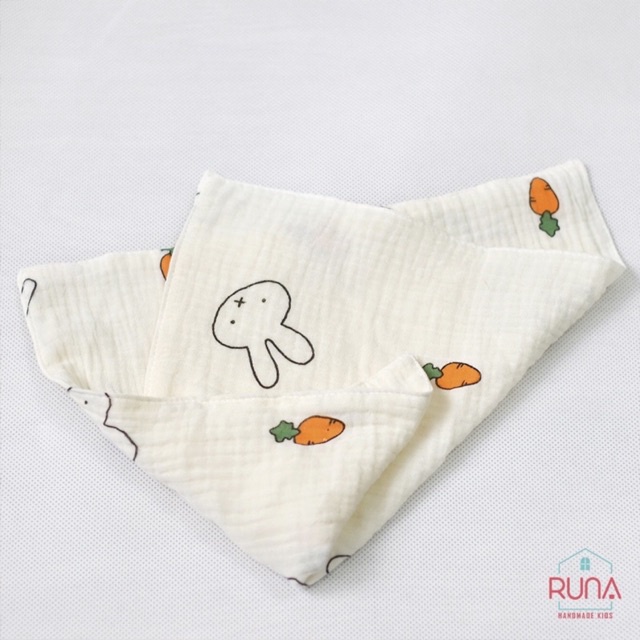 vải xô muslin 2 lớp hình thỏ carot mềm mát cao cấp may khăn tắm,quần áo cho né