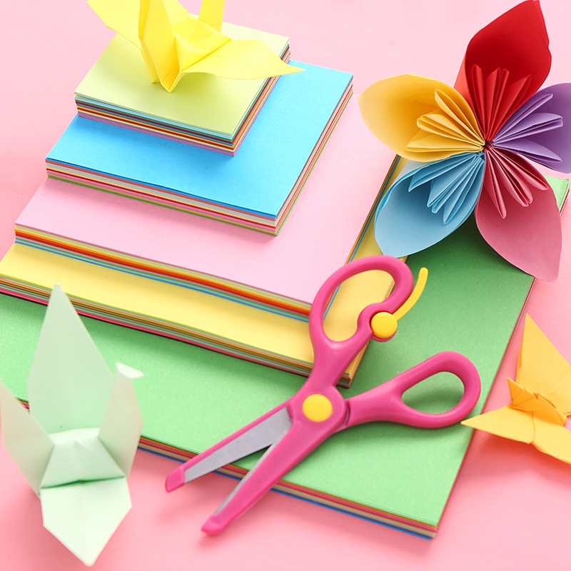 100 Tờ Vuông Giấy Origami Mặt Hai Màu Giấy Gấp Origami Nhiều Màu Trẻ Em Handmade DIY Scrapbook Nghệ Thuật