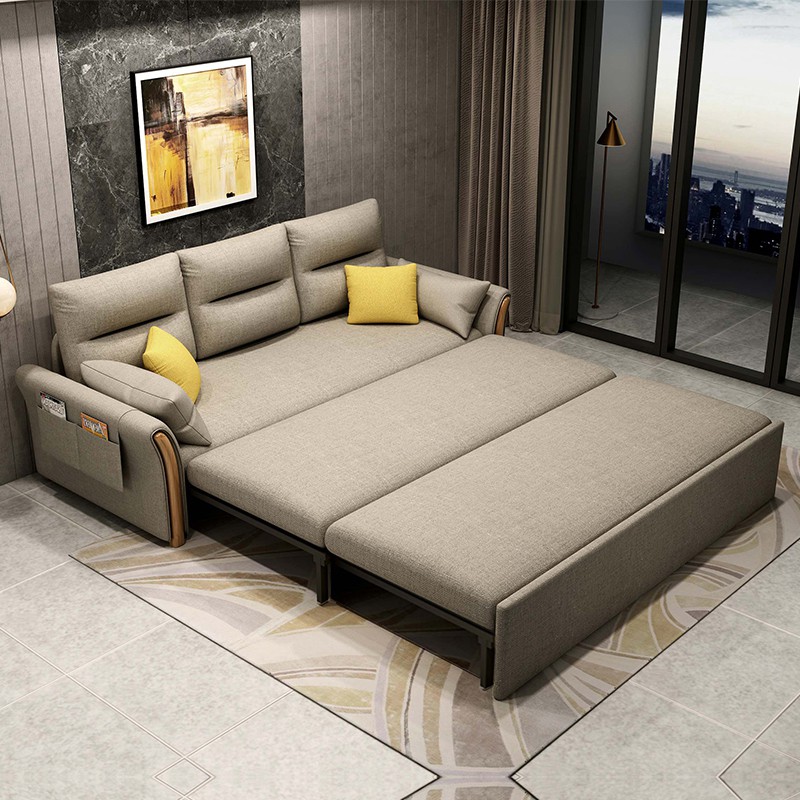 Giường sô pha ghế sô pha mở thành giường 1.8m giường gấp ghế sofa đa năng (Màu kaki) tiện dụng hiện đại - FU322