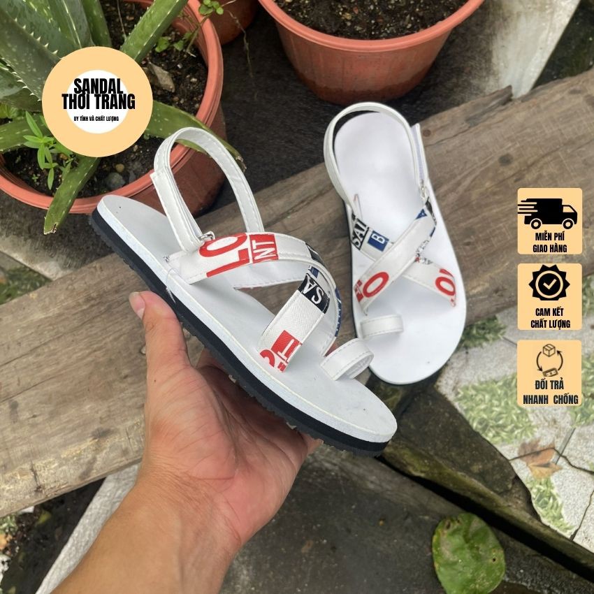 Dép quai hậu xỏ ngón quai chéo đi học nữ nam A24 họa tiết Full sz 30-44 SANDALTHOITRAG