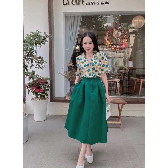 SET ÁO HOA KÈM CHÂN VÁY XOÈ BỒNG BIGSIZE 55-90kg