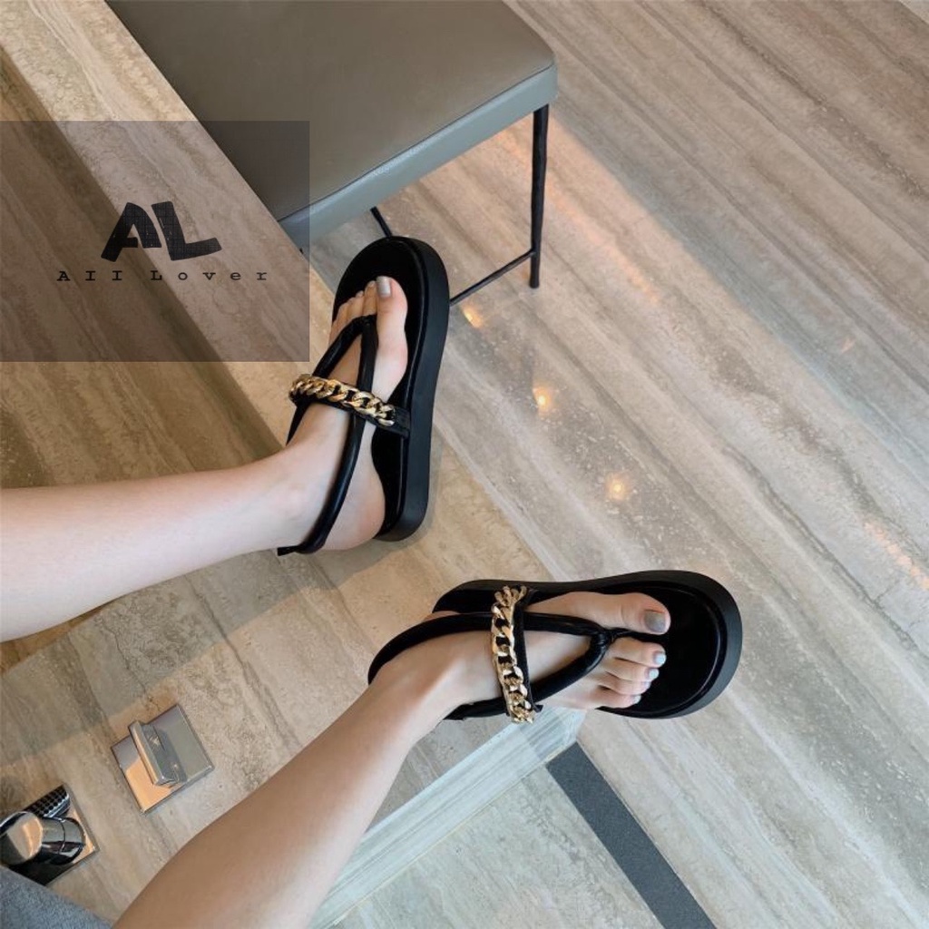 SANDAL NỮ ALI LOVER - GIÀY BÁNH MÌ XỎ NGÓN - SANDAL PHỐI XÍCH NỮ ĐẾ BẰNG DÂY MẢNH 3 PHÂN - AS220521