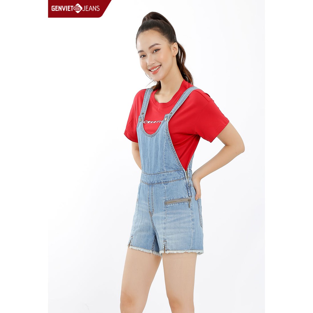 [Mã WABRLOW5 giảm 15% đơn 300K] Quần short yếm jeans TY424J506 GENVIET | BigBuy360 - bigbuy360.vn