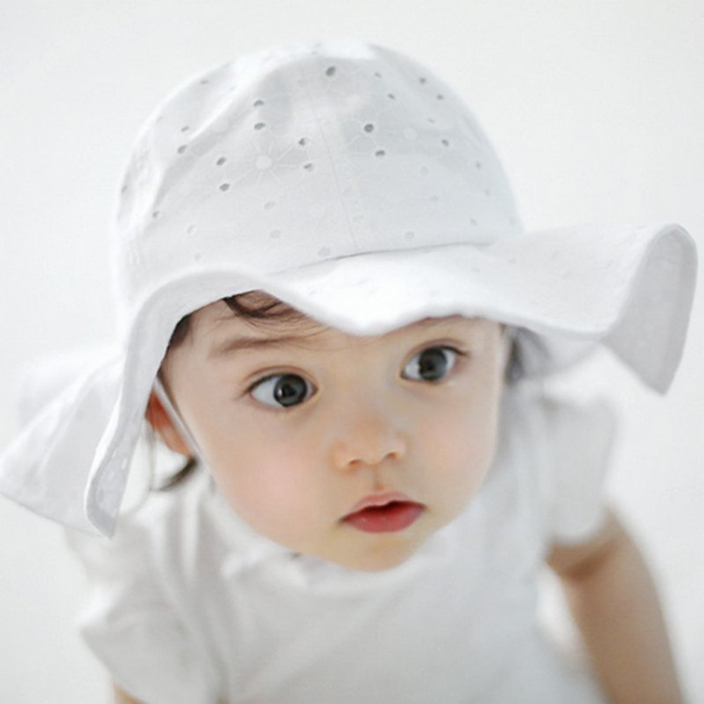 Nón cotton dễ thuơng cho bé gái sơ sinh chống nắng đi biển