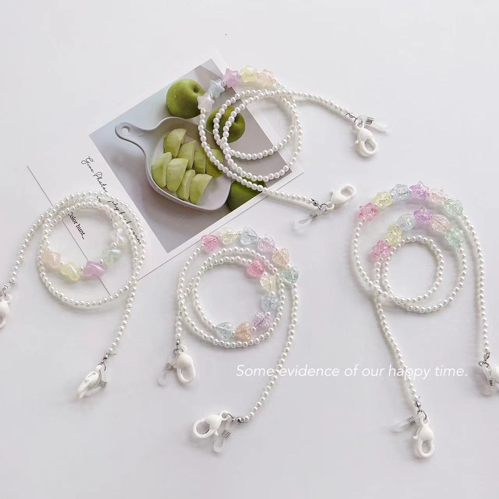 Dây Đeo Mắt Kính Xỏ Hạt Acrylic Màu Kẹo Sáng Tạo Mới
